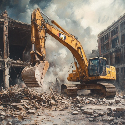 Building demolition in Dallas Texas by Best Dallas Demolition using excavator equipment