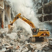 Professional demolition contractor in Dallas operating machinery for Best Dallas Demolition